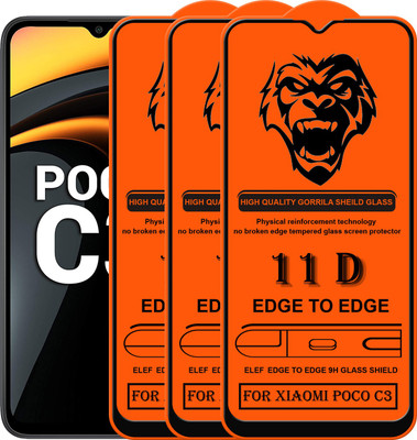 ELEF Edge To Edge Tempered Glass for Poco C3(Pack of 3)