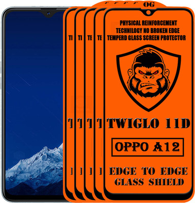 TWIGLO Edge To Edge Tempered Glass for OPPO A12(Pack of 5)