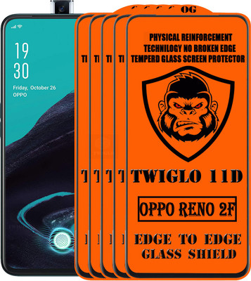 TWIGLO Edge To Edge Tempered Glass for Oppo Reno2 F(Pack of 5)