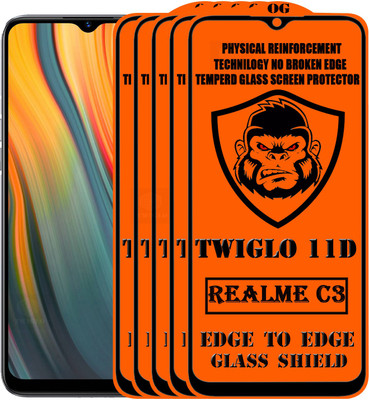 TWIGLO Edge To Edge Tempered Glass for REALME C3(Pack of 5)