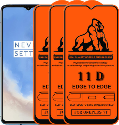 ELEF Edge To Edge Tempered Glass for Oneplus 7T(Pack of 3)