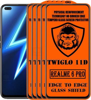 TWIGLO Edge To Edge Tempered Glass for REALME 6 PRO(Pack of 5)