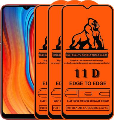 ELEF Edge To Edge Tempered Glass for Realme 5/5s/C3/5i/5S(Pack Of 3)(Pack of 3)