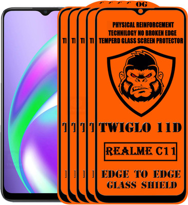 TWIGLO Edge To Edge Tempered Glass for REALME C11(Pack of 5)