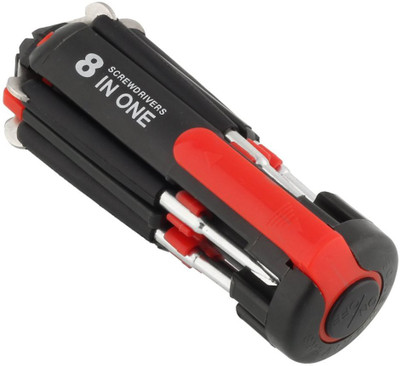 RHONNIUM 8in 1 Multi Portable Screwdriver Tools Set with 6 LED Torch MT12 Torch(Black, 4.5 cm)