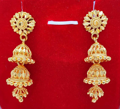 Skumar Gold Golden Tops Earrings Jhumki Studs Earring Set Oxidised Jumka For Women Girl Brass Jhumki Earring
