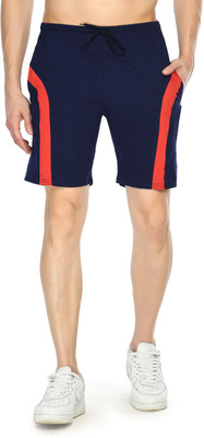 KAVYA Solid Men Dark Blue Bermuda Shorts