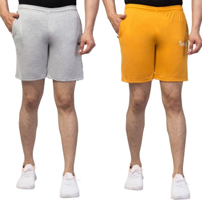 Fabitto Solid Men Grey, Yellow Casual Shorts