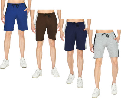 IndiWeaves Solid Men Multicolor Bermuda Shorts