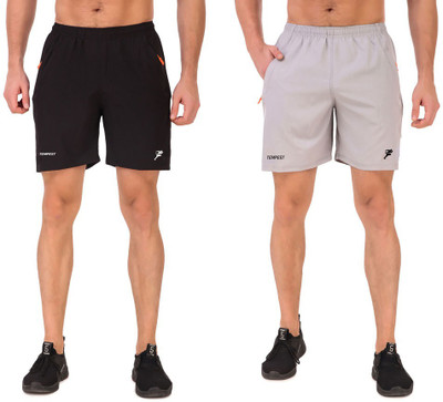 Tempest Solid Men Black, Grey Regular Shorts