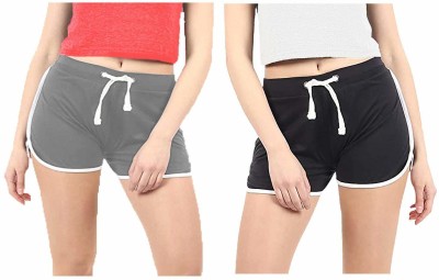 A to Z Creation Solid Women Black, Grey Casual Shorts