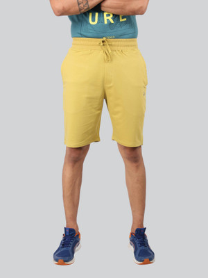 INFINIA Solid Men Yellow Regular Shorts