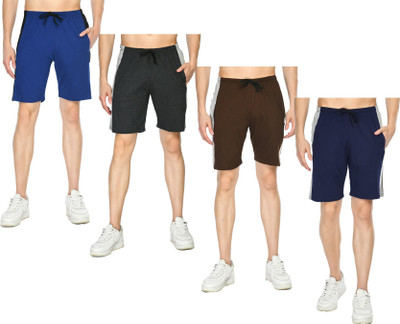 KAVYA Solid Men Multicolor Bermuda Shorts