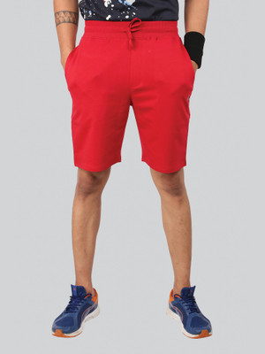 INFINIA Solid Men Red Regular Shorts