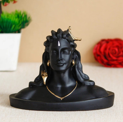 Abhimantrit Adiyogi Decorative Showpiece  -  11 cm(Polyresin, Black)