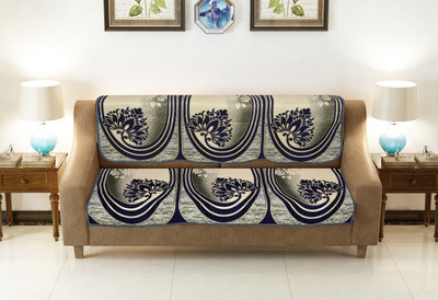 Nendle Cotton 3 Seater Sofa Floral Cover(Pack of 2 Purple)