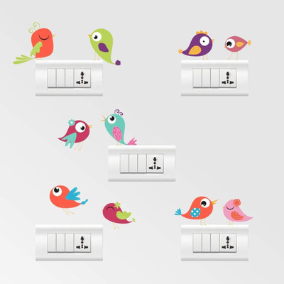 STICKER STUDIO 25 cm Birds Wall Sticker & Switch Board Sticker Set Of 5 Reusable Sticker(Pack of 5)