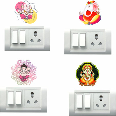 STICKER STUDIO 25 cm Ganesha Wall Sticker & Switch Board Sticker Set Of 4 Reusable Sticker(Pack of 4)