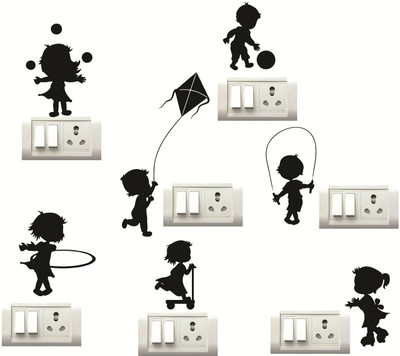 STICKER STUDIO 25 cm Boy Play Group Wall Sticker & Switch Board Sticker Set Of 7 Reusable Sticker(Pack of 7)
