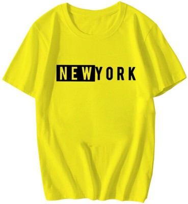 Fashion And Youth Typography Men Round Neck Yellow T-Shirt