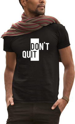 Fashion And Youth Printed Men Round Neck Black T-Shirt