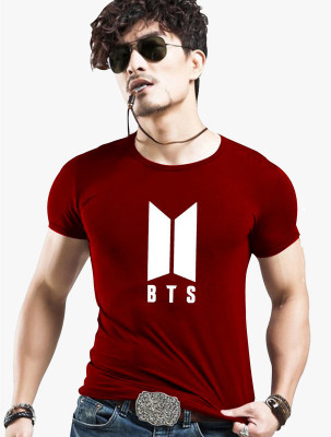 Fashion And Youth Printed Men Round Neck Maroon T-Shirt