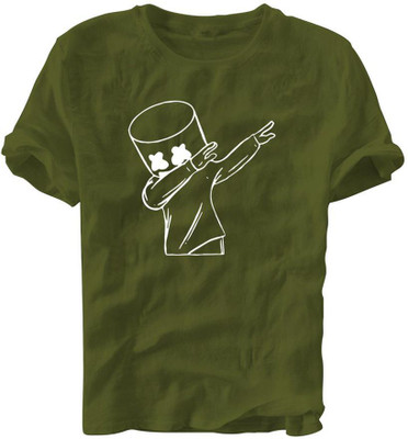 Fashion And Youth Printed Women Round Neck Dark Green T-Shirt