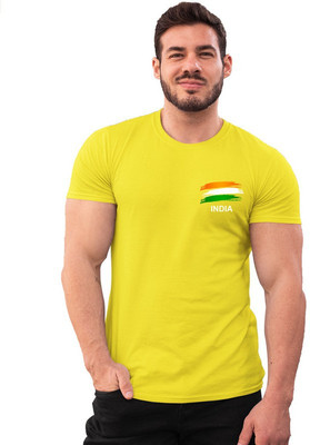 TeeWink Solid Men Round Neck Yellow T-Shirt