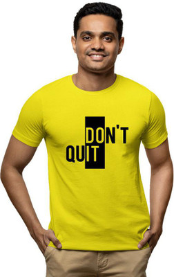 Fashion And Youth Printed Men Round Neck Yellow T-Shirt