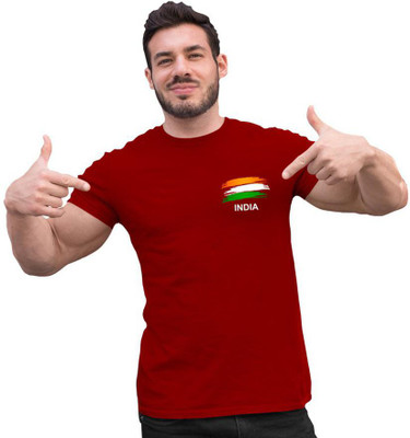 Fashion And Youth Printed Men Round Neck Maroon T-Shirt
