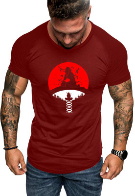 Fashion And Youth Printed Men Round Neck Maroon T-Shirt