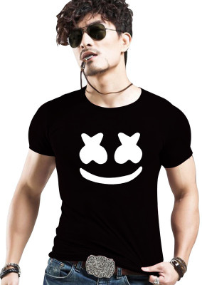Fashion And Youth Printed Men Round Neck Black T-Shirt