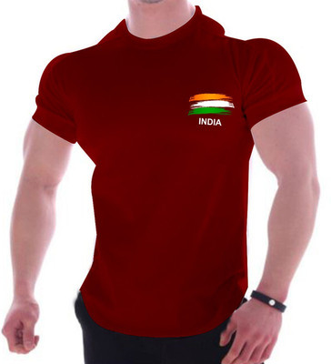 Fashion And Youth Printed Men Round Neck Maroon T-Shirt