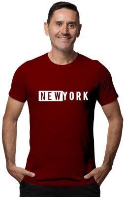 Fashion And Youth Printed Men Round Neck Maroon T-Shirt