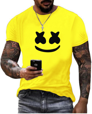 Fashion And Youth Printed Men Round Neck Yellow T-Shirt
