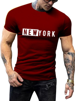 Fashion And Youth Typography Men Round Neck Maroon T-Shirt