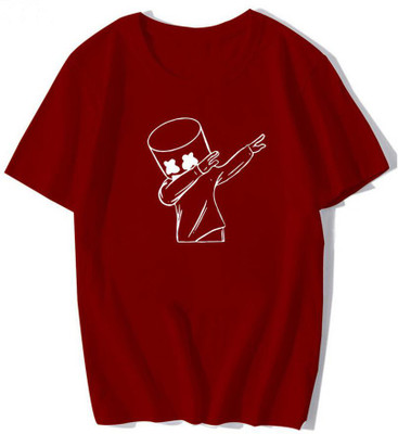 Fashion And Youth Printed Women Round Neck Maroon T-Shirt