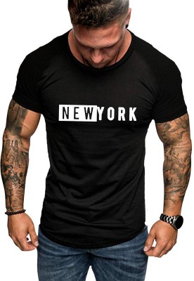 TeeWink Typography Men Round Neck Black T-Shirt