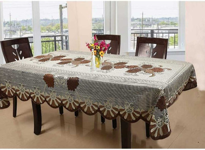 croox Cotton 6 Seater Floral Table Cover(Black)