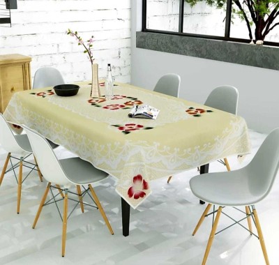 croox Floral 6 Seater Table Cover(Cream, Cotton)