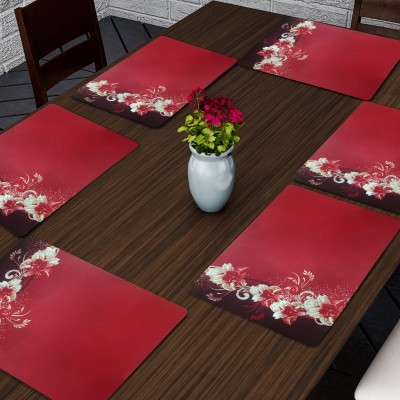 REVEXO Rectangular Pack of 6 Table Placemat(Red, PVC)