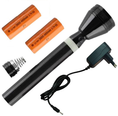 JPRO LED Metal Rechargeable Long Range Torch 400m Dual Battery Power Torch(Black, 25 cm, Rechargeable)