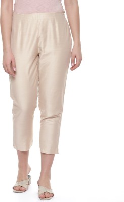 BIBA Slim Fit Women Beige Trousers