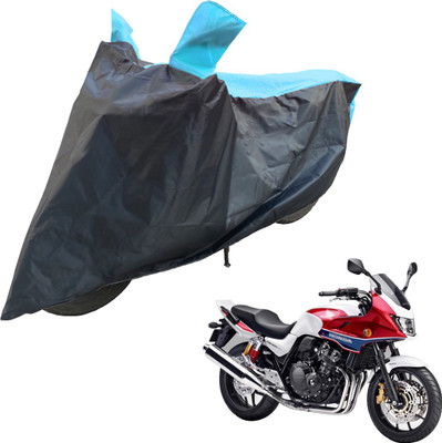 RiderShine Two Wheeler Cover for Honda(CB 400, Blue, Black)