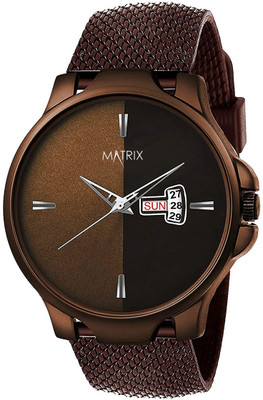 MATRIX DD--70 Dual Tone Day & Date Brown Dial & Silicone Strap Analog Watch  - For Men & Women