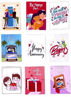 KHUSHA CREATIONS Anniversary Love journal Cards for Craft/Card Making/Scrap Booking (Pack Of 9)