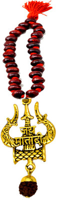 AFH Jay Mata Di Trishul Damaru Rudraksha Red Mala Decorative Car Mirror Hanging Car Hanging Ornament(Pack of 1)