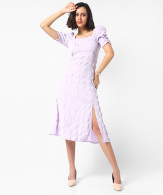 CAMPUS SUTRA Women A-line Purple Midi/Calf Length Dress