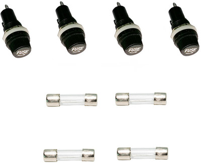 Ovicart Fuse Holder With 1A Fuse 5X20mm Size Glass Fuse Holder With 250V Fast 1A Glass Fuse (Pair of 4) Electrical Fuse(1 A)