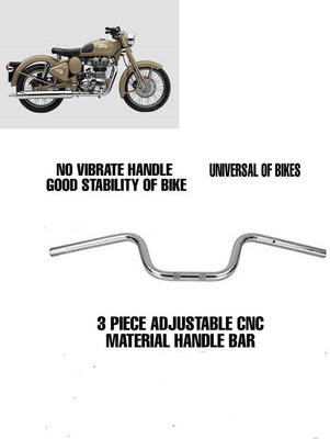 nirwana SHORT CHROME UNIVERSAL HANDLE-23 Handle Bar(Silver)